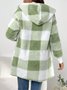 Damen Frühling/Herbst Oberbekleidung Retro Nahtverarbeitung Kariert Langarm Mit Kapuze Jacke