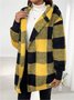 Damen Frühling/Herbst Oberbekleidung Retro Nahtverarbeitung Kariert Langarm Mit Kapuze Jacke