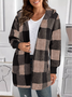 Damen Frühling/Herbst Oberbekleidung Retro Nahtverarbeitung Kariert Langarm Mit Kapuze Jacke