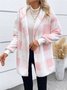 Damen Frühling/Herbst Oberbekleidung Retro Nahtverarbeitung Kariert Langarm Mit Kapuze Jacke