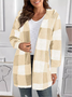 Damen Frühling/Herbst Oberbekleidung Retro Nahtverarbeitung Kariert Langarm Mit Kapuze Jacke