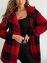 Damen Frühling/Herbst Oberbekleidung Retro Nahtverarbeitung Kariert Langarm Mit Kapuze Jacke