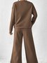 Damen Unifarben Nahtverarbeitung Zweiteiliges Set Täglich Langarm Lässig Frühling/Herbst Bluse mit Hose Matching Set
