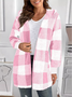 Damen Frühling/Herbst Oberbekleidung Retro Nahtverarbeitung Kariert Langarm Mit Kapuze Jacke