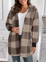 Damen Frühling/Herbst Oberbekleidung Retro Nahtverarbeitung Kariert Langarm Mit Kapuze Jacke