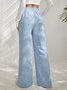 Damen Unifarben Lang Elastische Taille Hose Lässig Frühling/Herbst Hose