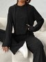 Damen Unifarben Geprägt Zweiteiliges Set Täglich Langarm Lässig Frühling/Herbst Bluse mit Hose Matching Set