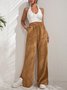 Damen Unifarben Lang Elastische Taille Hose Lässig Frühling/Herbst Hose