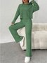 Damen Unifarben Geprägt Zweiteiliges Set Täglich Langarm Lässig Frühling/Herbst Bluse mit Hose Matching Set