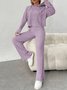 Damen Unifarben Geprägt Zweiteiliges Set Täglich Langarm Lässig Frühling/Herbst Bluse mit Hose Matching Set