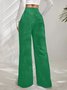 Damen Unifarben Lang Elastische Taille Hose Lässig Frühling/Herbst Hose