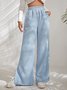 Damen Unifarben Lang Elastische Taille Hose Lässig Frühling/Herbst Hose