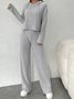 Damen Unifarben Geprägt Zweiteiliges Set Täglich Langarm Lässig Frühling/Herbst Bluse mit Hose Matching Set