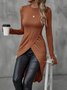 Damen Unifarben Langarm T-Shirts T-Shirt Rundhals Nahtverarbeitung Retro Frühling/Herbst Oberteile