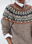 Damen Abstrakt Print Frühling/Herbst Lässig Langarm Rundhals Pullover