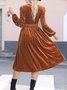 Damen Unifarben Langarm Frühling/Herbst Nahtverarbeitung Kleid V-Ausschnitt Täglich Retro Maxikleid T-Shirt-Kleid A-Linien-Kleid