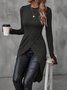 Damen Unifarben Langarm T-Shirts T-Shirt Rundhals Nahtverarbeitung Retro Frühling/Herbst Oberteile