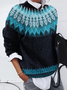 Damen Abstrakt Print Frühling/Herbst Lässig Langarm Rundhals Pullover