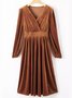 Damen Unifarben Langarm Frühling/Herbst Nahtverarbeitung Kleid V-Ausschnitt Täglich Retro Maxikleid T-Shirt-Kleid A-Linien-Kleid