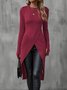 Damen Unifarben Langarm T-Shirts T-Shirt Rundhals Nahtverarbeitung Retro Frühling/Herbst Oberteile