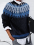 Damen Abstrakt Print Frühling/Herbst Lässig Langarm Rundhals Pullover