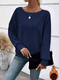 Damen Unifarben Langarm T-Shirts T-Shirt Rundhals Jacquard Retro Frühling/Herbst Oberteile