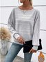 Damen Unifarben Langarm T-Shirts T-Shirt Rundhals Jacquard Retro Frühling/Herbst Oberteile