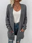 Damen Unifarben Frühling/Herbst Aufdecken Retro Nahtverarbeitung Leicht Strickjacke