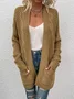Damen Unifarben Frühling/Herbst Aufdecken Retro Nahtverarbeitung Leicht Strickjacke
