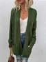 Damen Unifarben Frühling/Herbst Aufdecken Retro Nahtverarbeitung Leicht Strickjacke