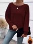 Damen Unifarben Langarm T-Shirts T-Shirt Rundhals Jacquard Retro Frühling/Herbst Oberteile