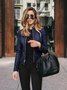 Damen Frühling/Herbst Oberbekleidung Retro Nahtverarbeitung Unifarben Langarm Stehkragen Jacke