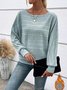 Damen Unifarben Langarm T-Shirts T-Shirt Rundhals Jacquard Retro Frühling/Herbst Oberteile