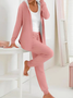 Damen Unifarben Tunnelzug Zweiteiliges Set Täglich Langarm Lässig Frühling/Herbst Mantel mit Hosen Matching Set
