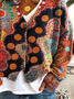 Damen Abstrakt Print Langarm V-Ausschnitt Lässig Frühling/Herbst Strickjacke Oberbekleidung
