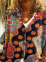 Damen Abstrakt Print Langarm V-Ausschnitt Lässig Frühling/Herbst Strickjacke Oberbekleidung