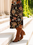 Damen Geblümt Langarm Frühling/Herbst Kleid Rundhals Täglich Lässig Midi T-Shirt-Kleid A-Linien-Kleid