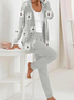 Damen Geblümt Print Zweiteiliges Set Täglich Langarm Lässig Frühling/Herbst Mantel mit Hosen Matching Set