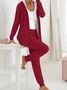 Damen Unifarben Tunnelzug Zweiteiliges Set Täglich Langarm Lässig Frühling/Herbst Mantel mit Hosen Matching Set