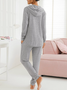Damen Unifarben Tunnelzug Zweiteiliges Set Täglich Langarm Lässig Frühling/Herbst Mantel mit Hosen Matching Set