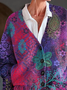 Damen Geblümt Print Langarm V-Ausschnitt Lässig Frühling/Herbst Strickjacke Oberbekleidung