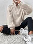 Damen Unifarben Mock Neck Nahtverarbeitung Retro Frühling/Herbst Langarm Sweatshirt