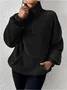 Damen Unifarben Mock Neck Nahtverarbeitung Retro Frühling/Herbst Langarm Sweatshirt