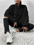 Damen Unifarben Mock Neck Nahtverarbeitung Retro Frühling/Herbst Langarm Sweatshirt