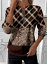 Damen Kariert Rundhals Print Lässig Frühling/Herbst Langarm Sweatshirt