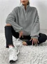 Damen Unifarben Mock Neck Nahtverarbeitung Retro Frühling/Herbst Langarm Sweatshirt