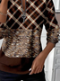 Damen Kariert Rundhals Print Lässig Frühling/Herbst Langarm Sweatshirt