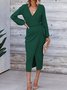 Damen Unifarben Langarm Frühling/Herbst Nahtverarbeitung Kleid V-Ausschnitt Täglich Retro Maxikleid Tanktop A-Linien-Kleid