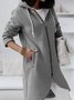 Damen Frühling/Herbst Oberbekleidung Retro Nahtverarbeitung Unifarben Langarm Kapuze Jacke
