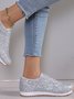 Alle Jahreszeiten Unifarben Straße Flach Pailletten Strass Elastisch Lässig Schuhe